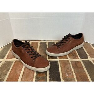 Ecco Soft 7 City Sneakers Dress Casual Brown Leather Men's Size 16 Tie Shoes